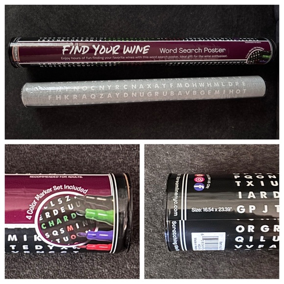 NEW Find Your Wine word search Poster, new in package Ideal gift wine enthusiast - Picture 2 of 5